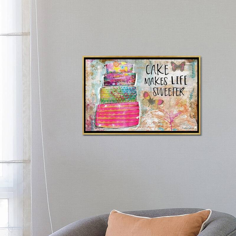 iCanvas "Cake Makes Life Sweeter" by Jennifer Lambein Framed Canvas